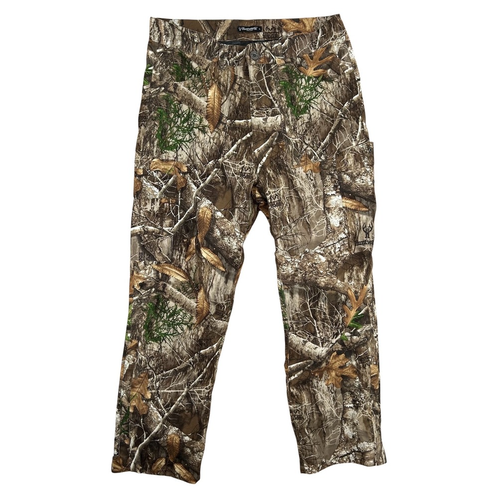 Huntworth Mens Camo‎ Hunting Pants Realtree Edge Cargo Mesh Lined Large